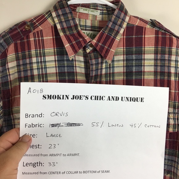 Men’s Orvis Long Sleeve Plaid Linen Cotton Shirt - Picture 6 of 6